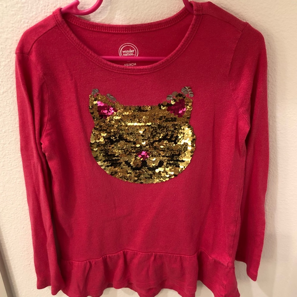 Long Sleeve Hot Pink Sequin Top